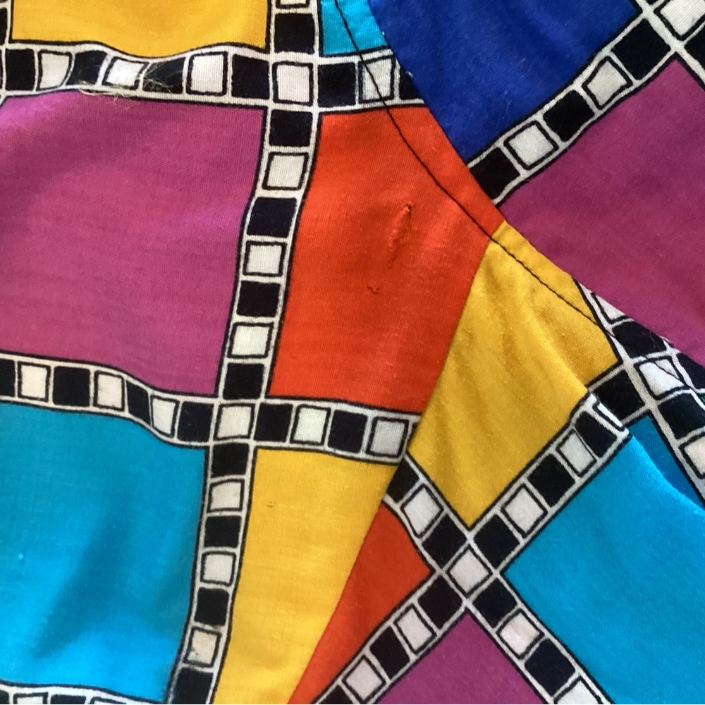Liz Baker 80s Multicolor Checkered womens Shirt - Picture 7 of 10